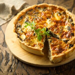 mushroom and spinach quiche