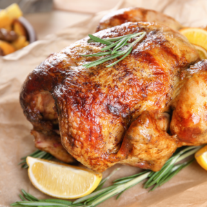 A roasted chicken
