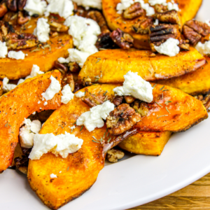roasted butternut squash with goat cheese and walnuts