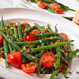 roasted green beans and tomatoes