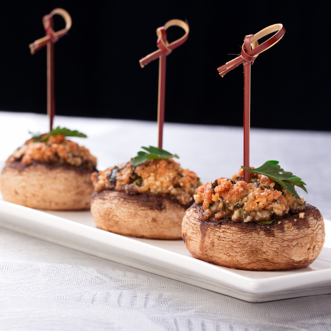 Stuffed mushrooms on a tray