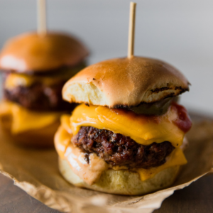 Hamburg sliders on a platter
