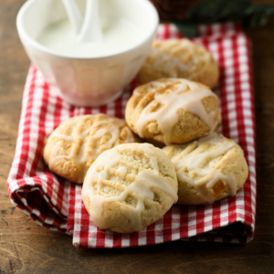 plate of fresh baked maple glazed cookies
