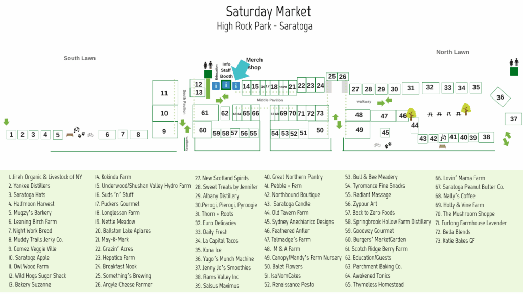 Map of Saturday Market Vendors