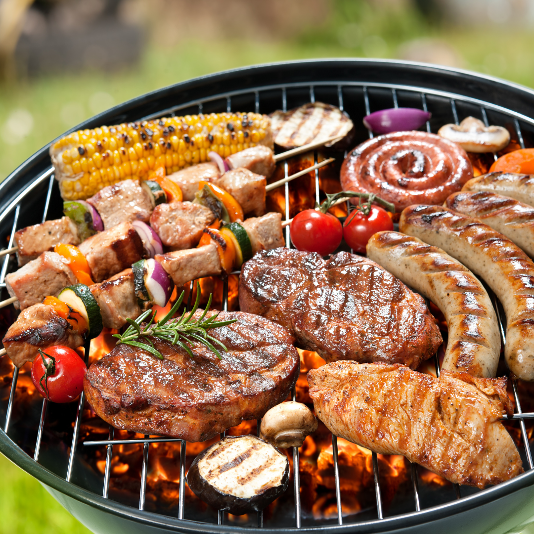 Assortment of meat on the grill
