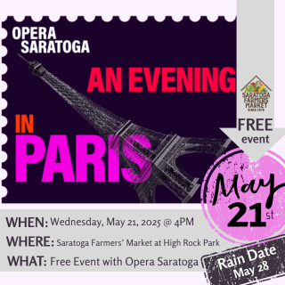 An announcement of opera Saratoga at the market