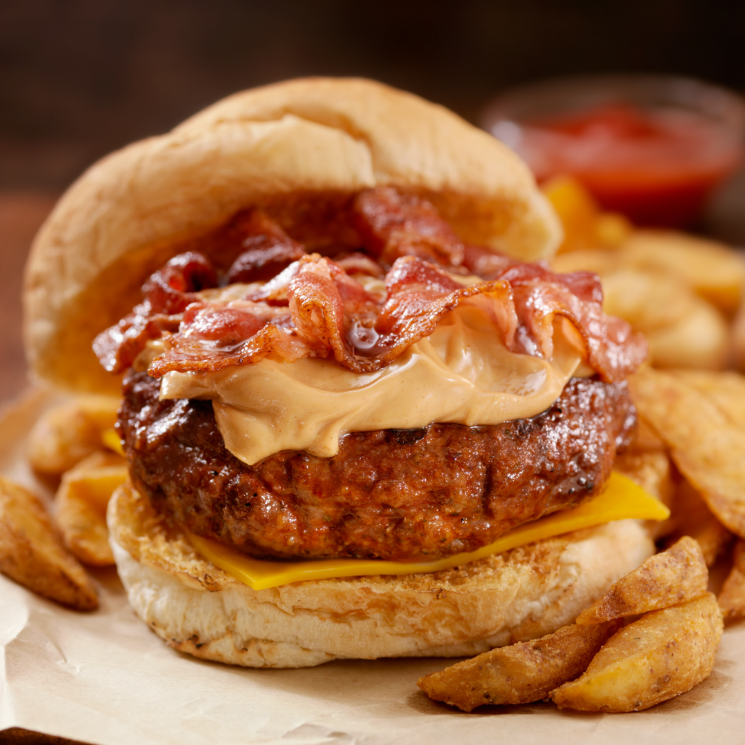 peanut butter burger with bacon