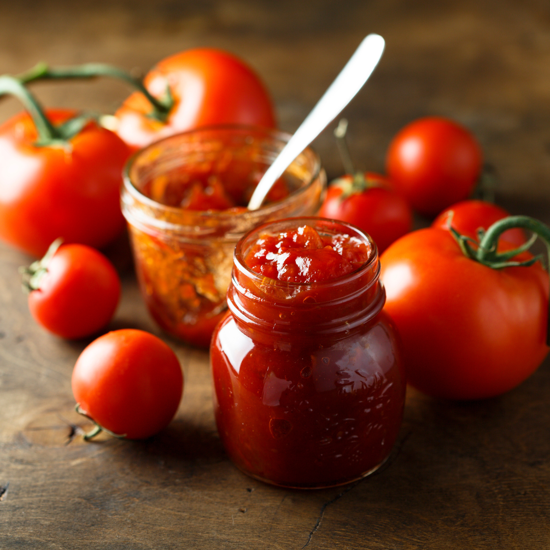 Tomato jam in a jar