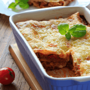 A pan of vegetable lasagne