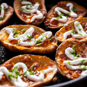 Crispy Potato Skins on a serving dish