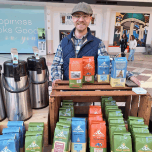 A picture of Sam Nally with Nally Coffee at market