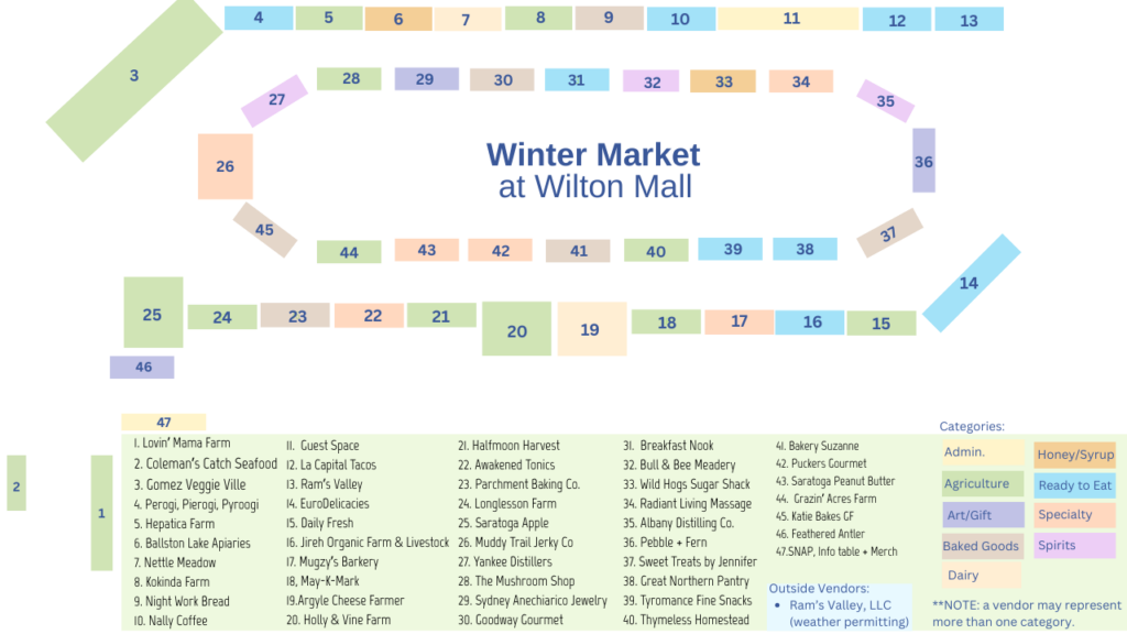 Map of vendors at the Saratoga Farmers' market