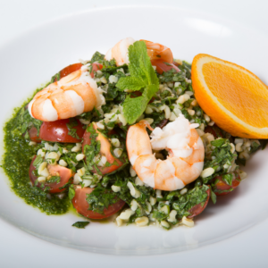 Chimichurri shrimp plated to serve